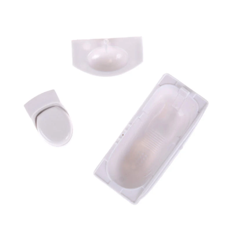 

3pcs Mini Closestool Bathtub Wash Basin Model for 1/25 Dollhouse Bathroom Toy