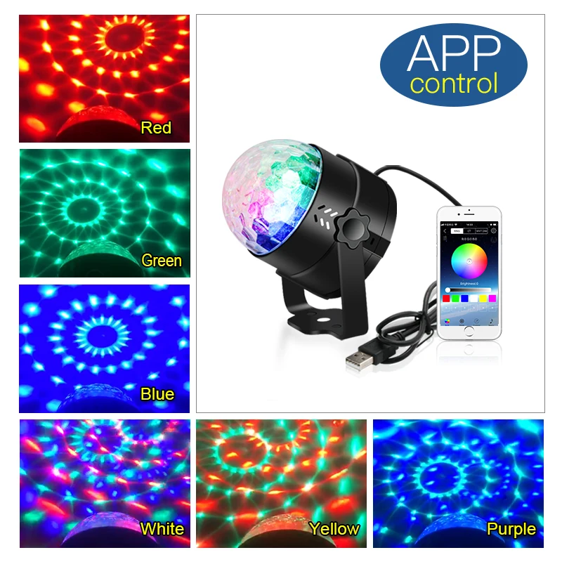 USB Вращающийся RGB светодиодный светильник для дискотеки шар звук вечерние s