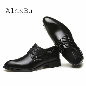 

AlexBu Fashion Man Leather Shoes For Oxfords Male Lace Up Office Wedding Shoe High Quality Men Shoes Leather Business Casual