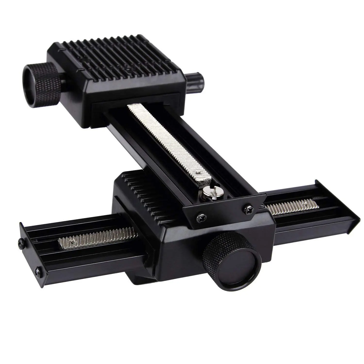 

4 Way Focusing Rail Slider Bracket for DSLR Camera Macro Focus Photography for Canon Nikon Sony (Black)