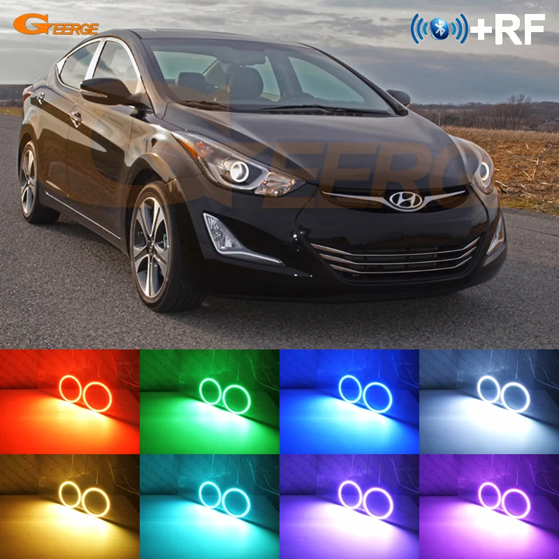 Для hyundai Elantra проекционная фара RF Bluetooth контроллер многоцветный ультра яркий RGB комплект светодиодов «глаза ангела»