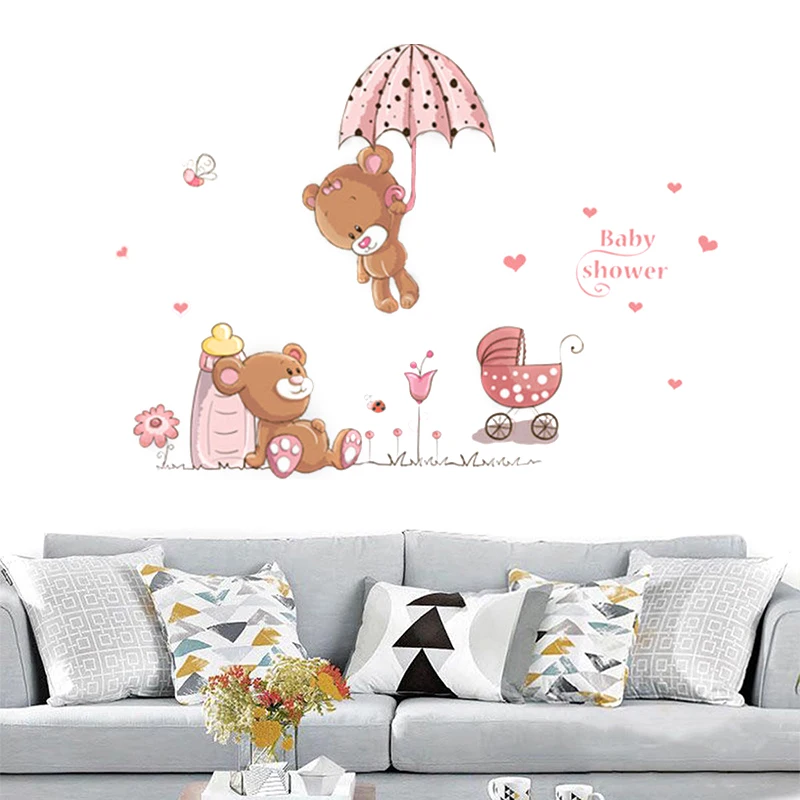  Cute Bear Removable Vinyl Kindergarten Nursery Kids Baby Child Room Home Decor Decoration Art Mural - 32967254288