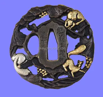 

HIGH QUALITY BRASS JAPANESE SAMURAI KATANA SWORD GUARD SQUIRREL TSUBA HANDMADE WAKIZASHI/TANTO DIY FITTING
