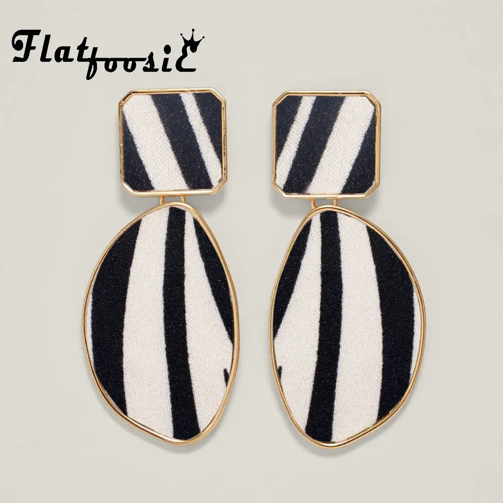 Женские леопардовые серьги Flatfoosie геометрические модные квадратные панковские