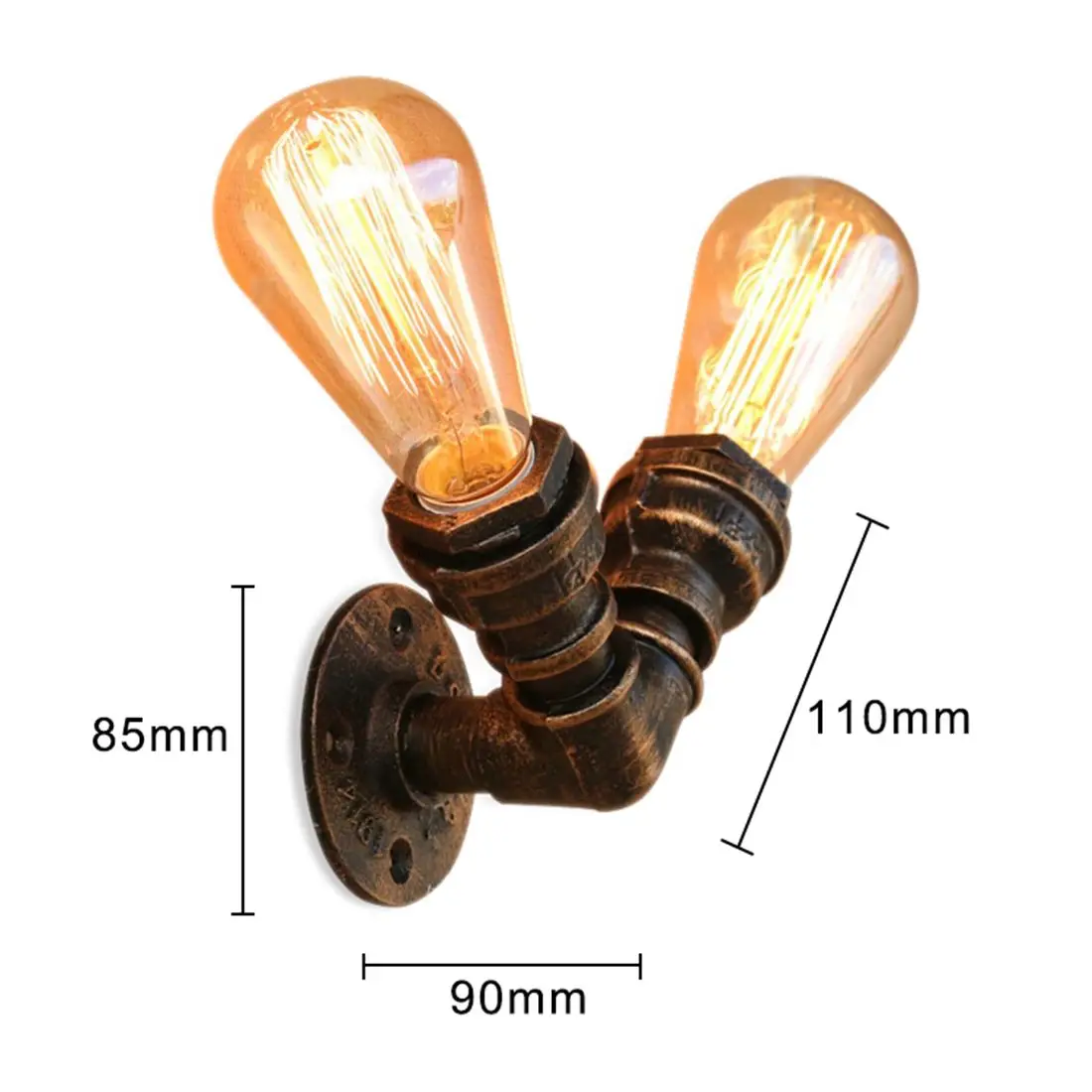 Small Wall Lamp Antique Iron Pipe Loft Light Bar BG803-2 Retro Industrial Simple 110V-240V European and American Cafe Decoration Small Wall Lamp Antique Iron Pipe Loft Light Bar BG803-2 Retro Industrial Simple 110V-240V European and American Cafe Decoration