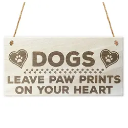 Товары для собак оставить лапы печать на вашем сердце деревянный подвесная табличка любителей собак подарок