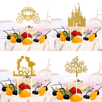 

1PC Baking Accessories Happy Birthday Wedding Banner DIY Cupcake Toppers Glitter Hot Sale Cake Decoration Cake Flags Cake Card