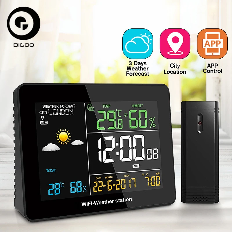 

DIGOO DG-TH8788 Multifunction APP Remote Setting WIFI Weather Station Automatic Connect Smart Home Thermometer Hygrometer New