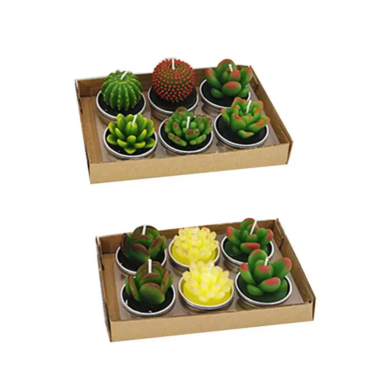 

12PCs Smokeless Aromatherapy Innovative Holiday Confession Candle Cactus Candle Birthday Party Stage Decoration Succulent Candle