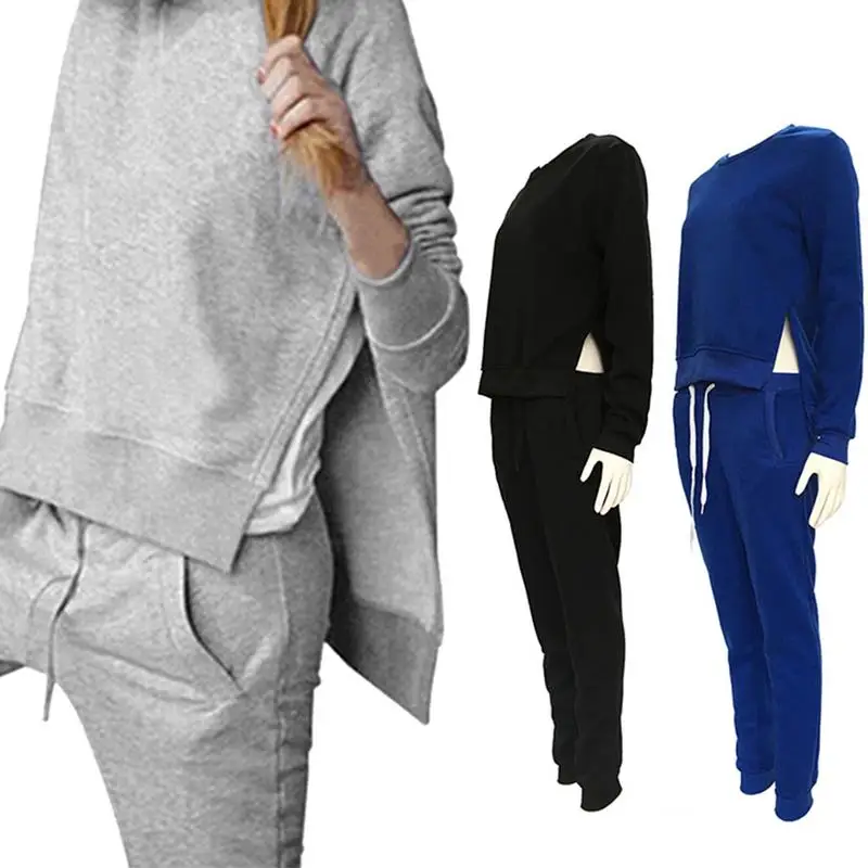 

Women's Irregular Split-knit Sweater With Two-piece Suit Autumn And Winter Sports Suit Women's Sports Youga Suit