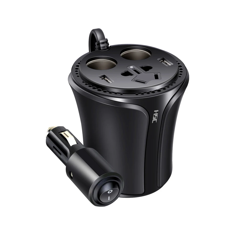 

Hsc Cup Shape 2 X 40W Car Charger Car Inverter 3.1A Cigarette Lighter Socket Charger Separator With Independent Switch