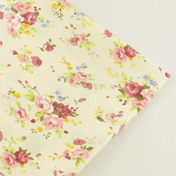 

Beige Floral Cotton Fabric Tecido Twill Quilting Bedding Decoration Tissue Home Textile Patchwork Sewing Cloth Craft Tissue