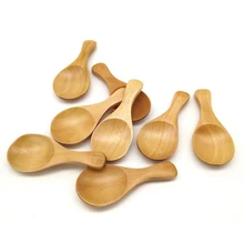 Offre spéciale 8 pièces petite cuillère à sel en bois solide Condiments en bois cuillère à café fait à la main miel assaisonnement sucre café thé confiture Musta