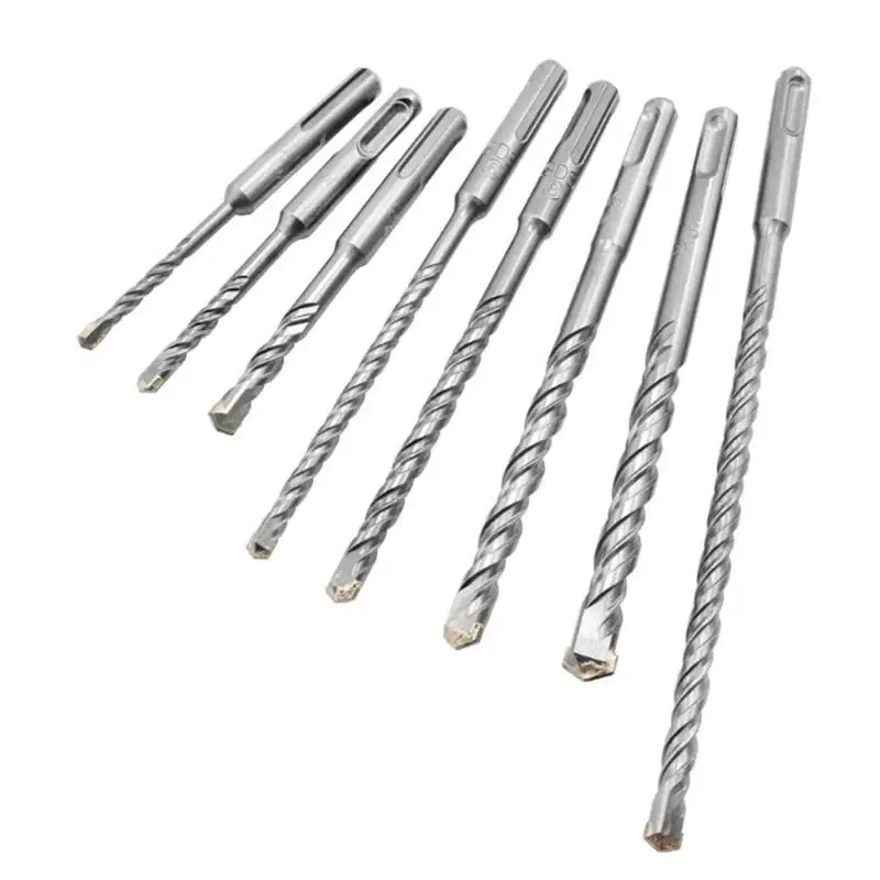 

8pcs SDS-PLUS Electric Hammer Drill Bits 5/6/8/10/12mm 110mm/160mm/210mm for Masonry Concrete Rock Stone