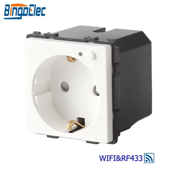 

Bingoelec EU Standard Germany Socket WIFI Wall Socket Part Wireless Remote RF 433 MHZ Socket Control By Tuya APP And Controller
