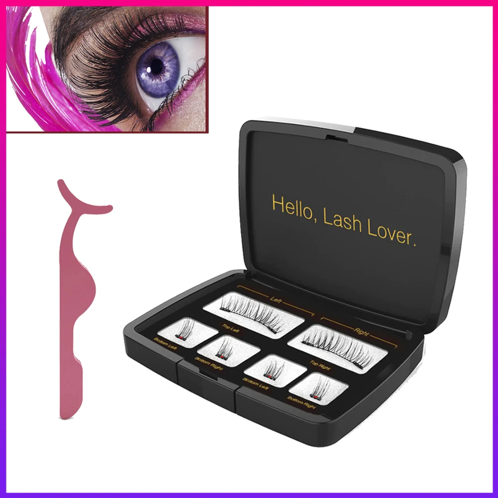 

6pcs 3D makeup Magnetic Eyelashes False make up Eyelashes Mink Lashes Full Strip Lashes Tweezers Double Magnet Fake Eye Lashes