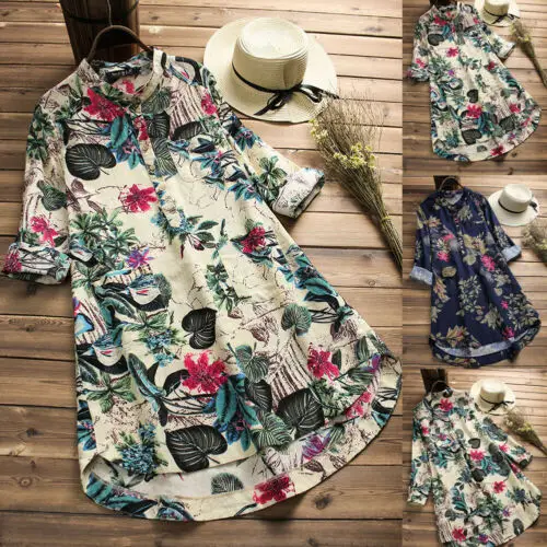 

HIRIGIN Women Comfortable Long Sleeve Loose Fashion Ladies Summer Casual Tops Shirt Dress