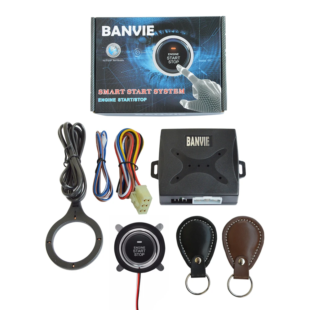 

BANVIE Auto Car Alarm Engine Push Button Start Stop RFID Lock System Ignition Switch Keyless Entry Anti-theft starline a91