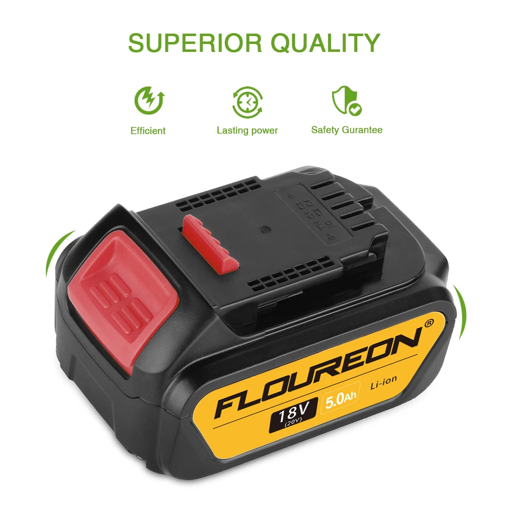 Floureon 18 V 5.0Ah Батарея совместим с DEWALT 18 V DCB200, DCB181, DCB182, DCB184 DCD780 DCD785 DCD795 DCF885 DCS380 DCS391 пила