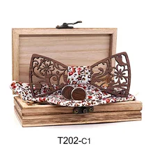 Для мужчин s 4 шт. деревянный галстук-бабочка галстук набор носовой платок дерево галстук-бабочка запонки шелковые галстуки для Бизнес Свадебная вечеринка