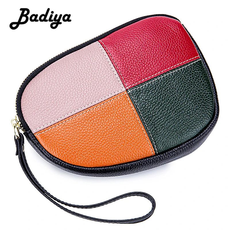 

New Contrast Clutch Bag Soft Genuine Leather Personality Small Shoulder Bag Cow Leather Mini Women Handbag Hit Color Shell Bags