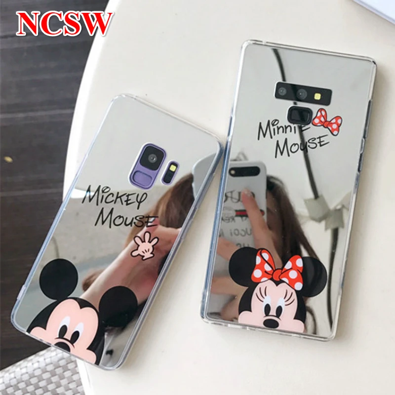 

Mickey Minnie Mouse Mirror Case For Samsung Galaxy S10 Plus S10E Capa Cartoon Silicone Soft Phone Cover for S9 S8 Note8/9 Coque