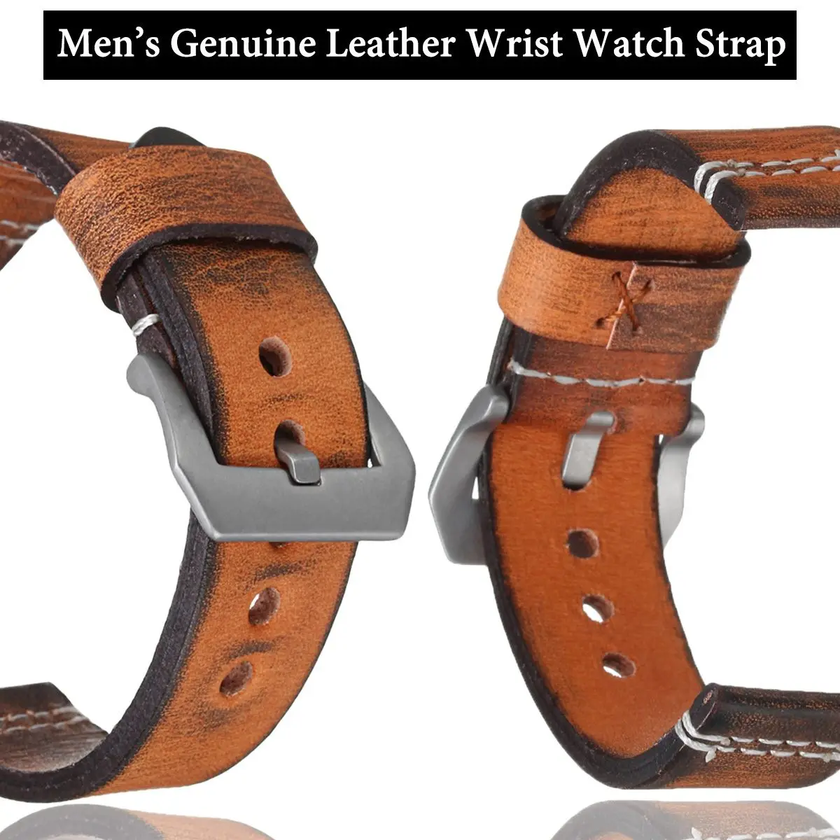 Watchbands Genuine Leather WatchBand Stainless Steel Buckle Clasp watch bands leather strap 22mm 24mm Watchbands Genuine Leather WatchBand Stainless Steel Buckle Clasp watch bands leather strap 22mm 24mm