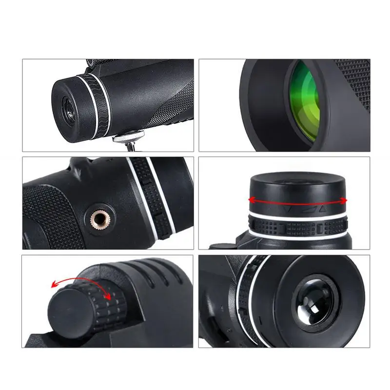 Professional 40X60 Monocular Telescope HD Mini Monocular Shockproof Outdoor Hunting Camping Scopes with Phone Clip Tripod