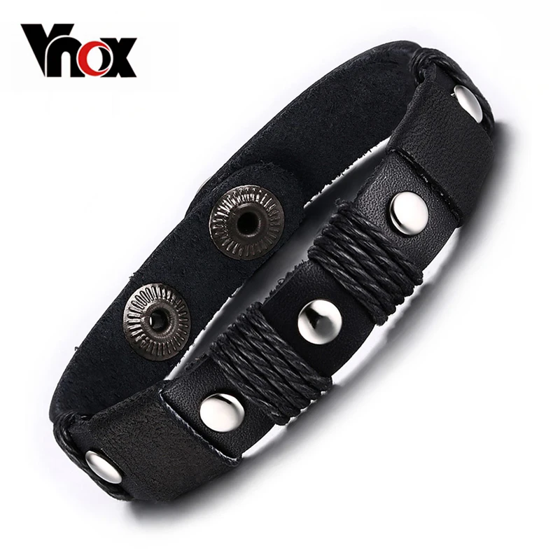 

Vnox Jewelry Vintage Casual Handmade Wax Rope Multi-Turn Winding Leather Bracelet with 8.6" Inch