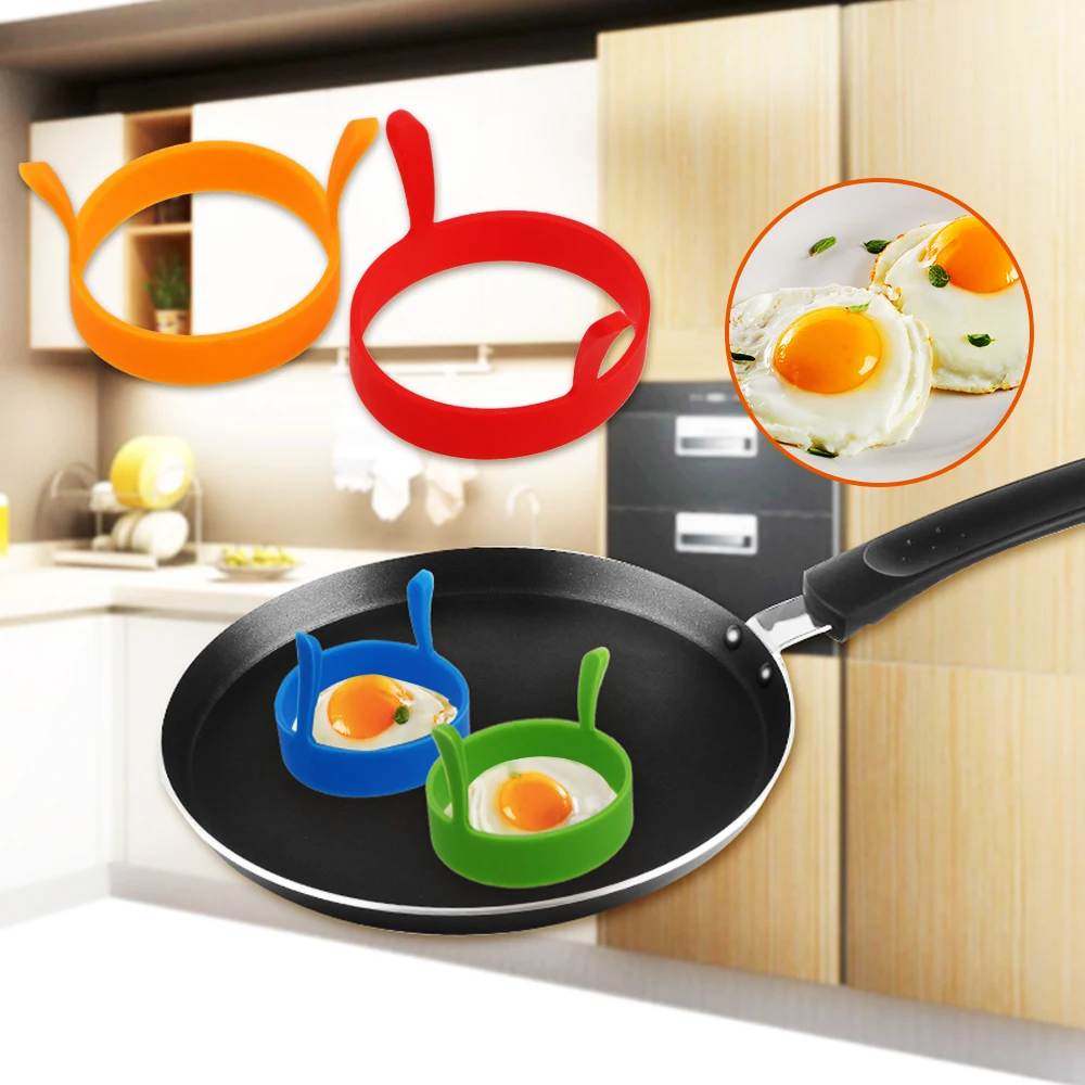 

Omelette Fried Egg Shaper Cooking Tool Pancake Ring Non-toxic Silicone Kitchen Accessories Egg Round Mold