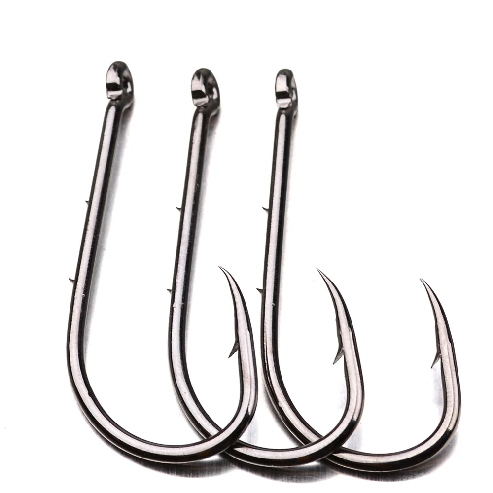

Japan New Single Hook High Carbon Steel 50pcs/lot 1#/2#/3#/4#/5#/6# Material Soft Bait Barbed Hook Carp Fishing Hook