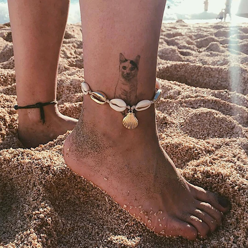 

Anklet Graceful Shell Seaside 1PC Gold Color Adjustable Foot Jewelry Bohemian High Quality Geometric Girls Sequins Beads