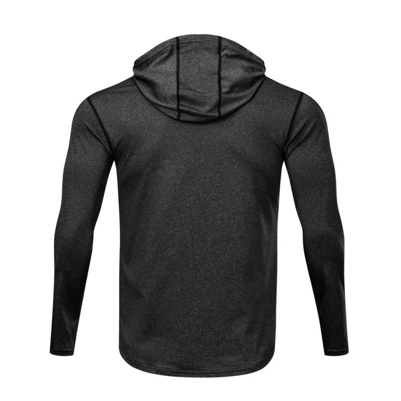 Men's Running T Shirt Long Sleeve Hooded Gym Fitness Hoodie Shirts Jogging Slim Dry Fit Breathable Crossfit Sport Sportswear