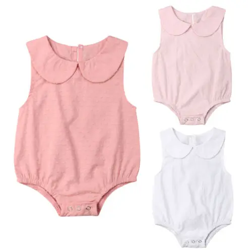

Pudcoco Newborn Baby Girl Summer Solid Cotton Bodysuit Jumpsuit Outfits Clothes