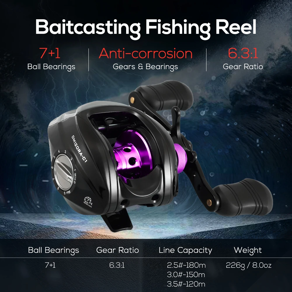Fishing Reels 7+1BB 6.3:1 High Speed Baitcasting Reel Bait Casting Fishing Reel Carp Fishing Tackle
