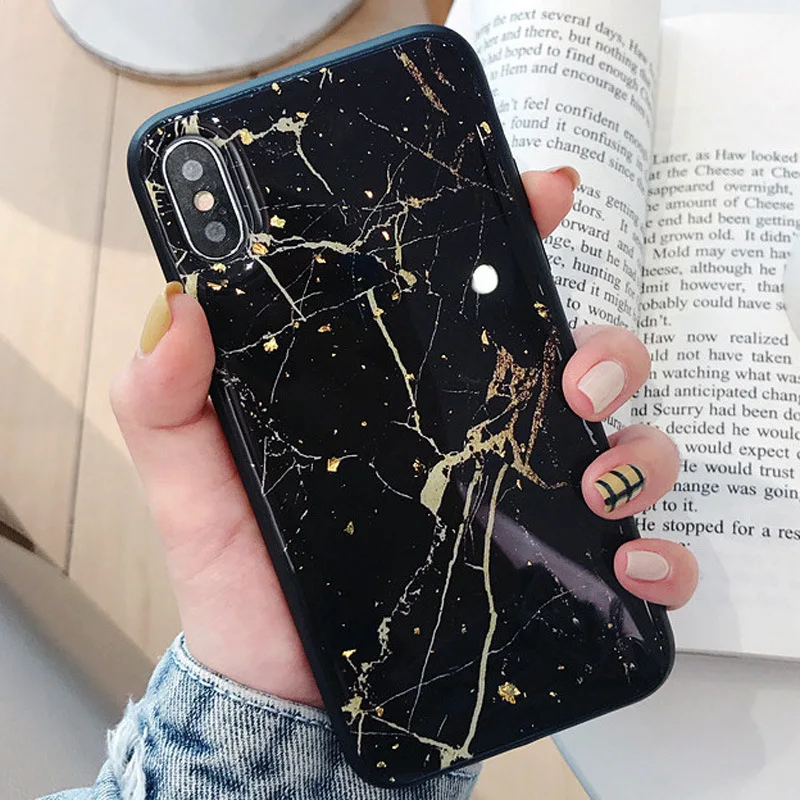 XINDIMAN Concise Glue Marble case for iphoneX XSMAX XR backcover hard plastic shell iphone7 7plus 8 8plus 6 6s 6plus fundas |