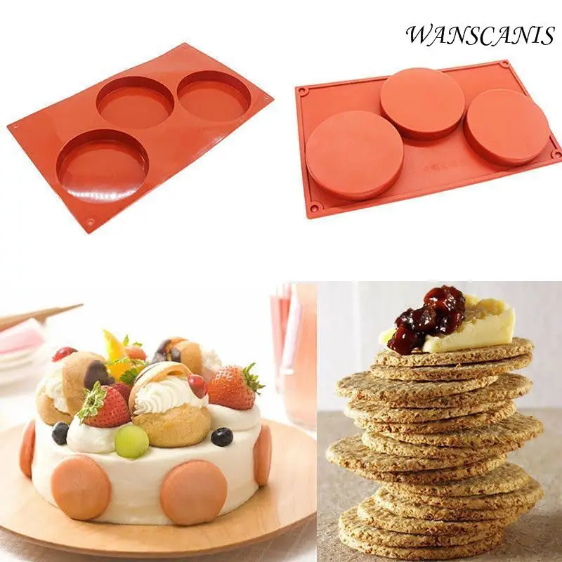 

3-Cavity Silicone Mould For Mini Cake Pie Chocolate Custard Tart Resin Coaster Baking Mold Handmade Fondant Mold Cookie Tools