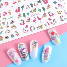 1 Набор наклеек для ногтей Мультяшные животные цветочный дизайн Переводные буквы для маникюра украшения ногтей слайдеры LEBN1057-1068