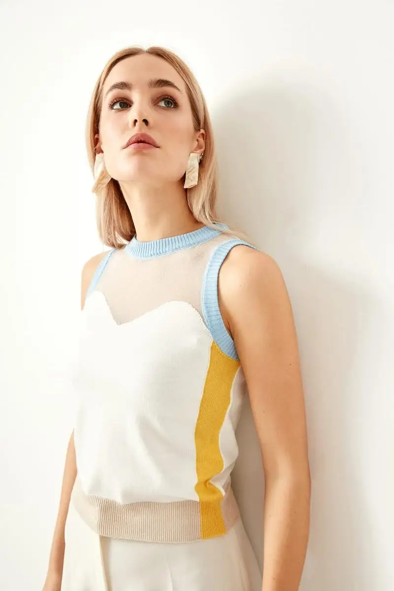 

Trendyol Multi Colorful Transparent Detaylı Knitwear Blouse TWOSS19DU0095