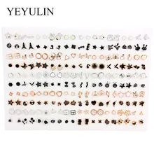100pairs Mixed Enamel Love Heart Rose Flower Stud Earrings for Women Girls Cat Ladybug Strawberry Ears Jewelry Gift Wholesale france dyxytwe ladybug pink flower tassel luxury jewelry women gift enamel glaze jewelry