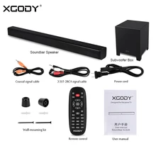 XGODY S-E20 Саундбар Bluetooth динамик сабвуфер 40 Вт для ТВ домашнего кинотеатра бас Aux-In коаксиальный HDMI беспроводной динамик s звуковая панель