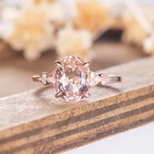 HUITAN вечное обручальное кольцо с шампанским овальным вырезом CZ зубчатая установка розовое золото цвет Роскошные обручальные кольца для женщин
