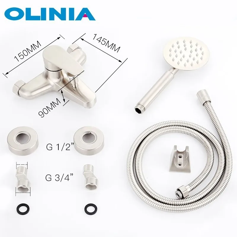 Olinia смеситель для ванной нержавеющяя сталь кран для ванной смеситель для ванны смеситель для ванной с душем смеситель в ванную смеситель для душа смеситель ванна OL98802