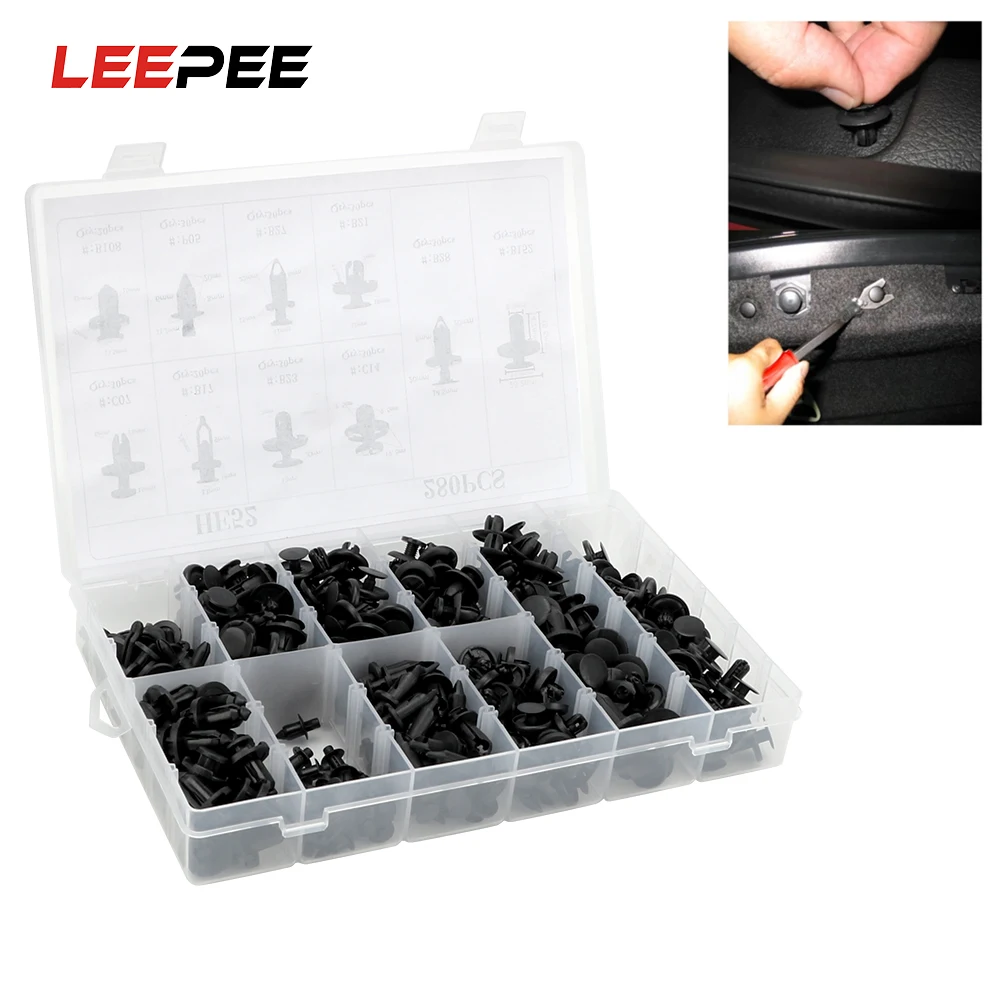 

LEEPEE 280 pcs Push Type Buckle Plate Screw Clip Auto Fender Fastener For Toyota Honda Lexus Audi Ford Car Bumper Fixed Clamp