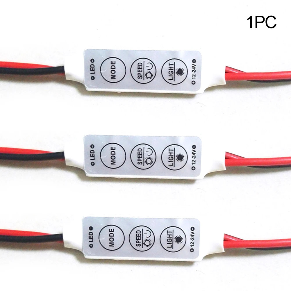 

12 / 24V Mini in-Line LED Light Strip Dimmer Controller Lighting Accessories for Single Color LED Strip(42 * 12 * 3 mmAs The