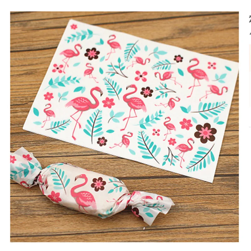 

New 50pcs/pack Flamingo Sugar Candy Paper Baking DIY Party Decoration Nougat Decorated Candy Paper Gift -B