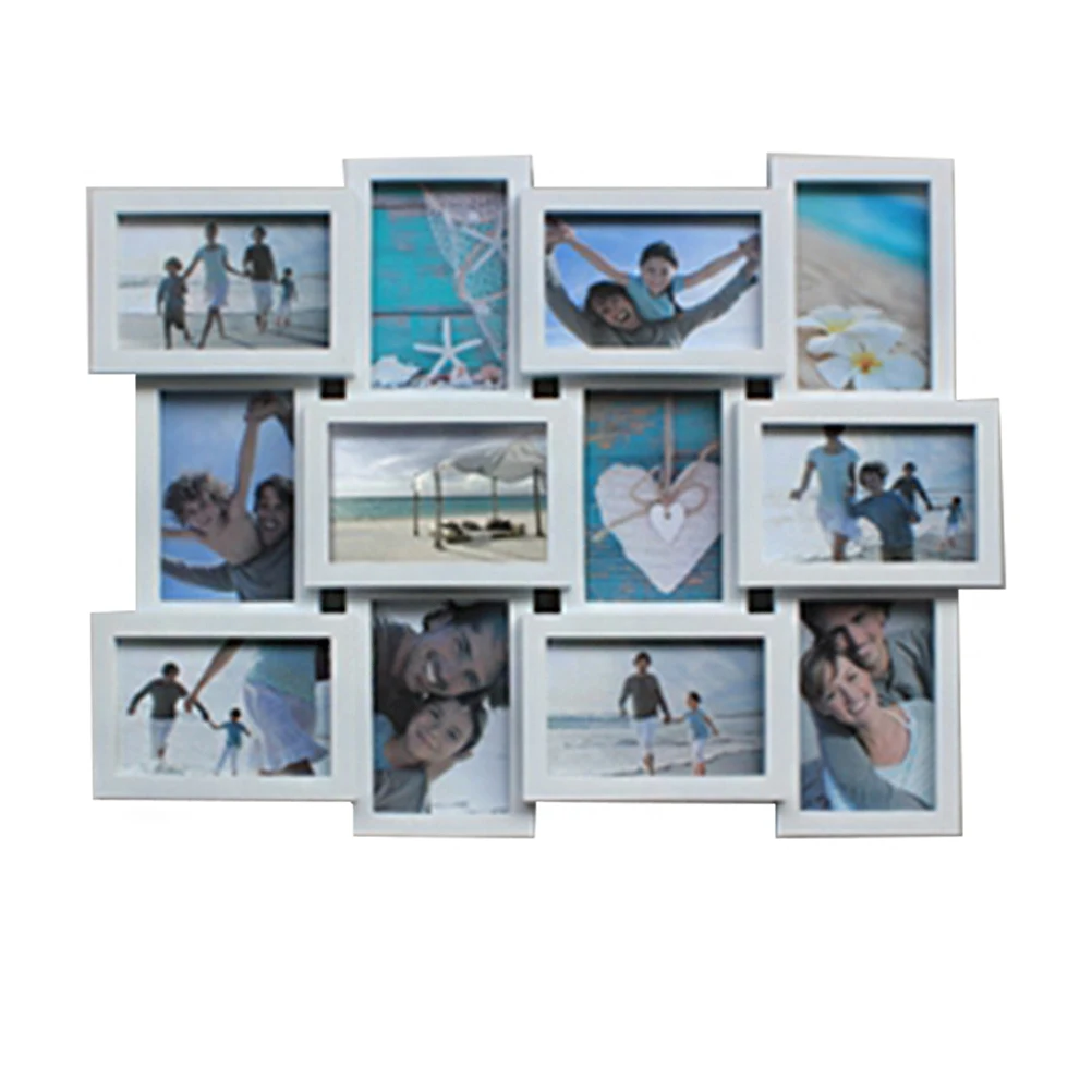 

100 Photo Frame Decorative PVC Wall Hanging Square 12 Photo Sockets Collage Selfie Gallery Picture Frame