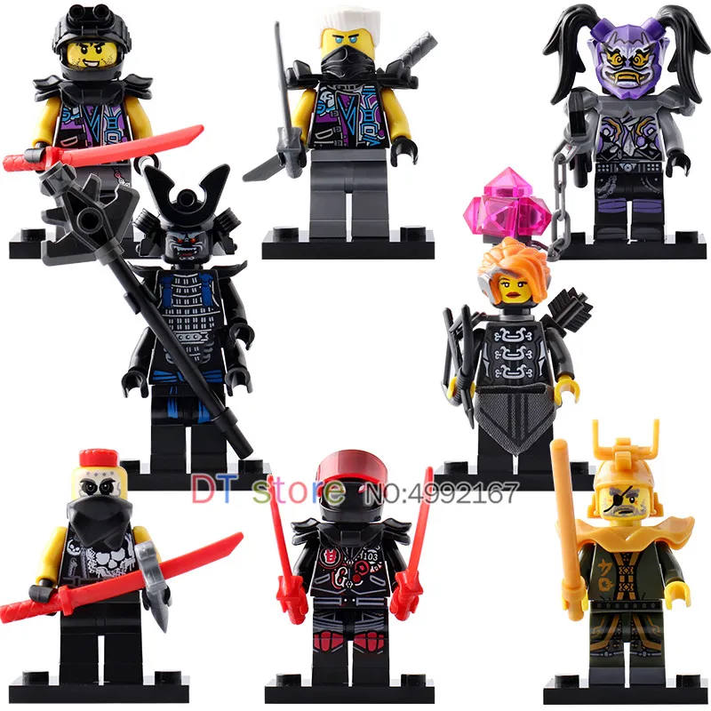 

50Pcs/Lot Legoingly Misako Garmadon Luke Cunningham Ultra Violet Chopper Maroon NINJAGOESD Building Blocks Toys Gifts A009