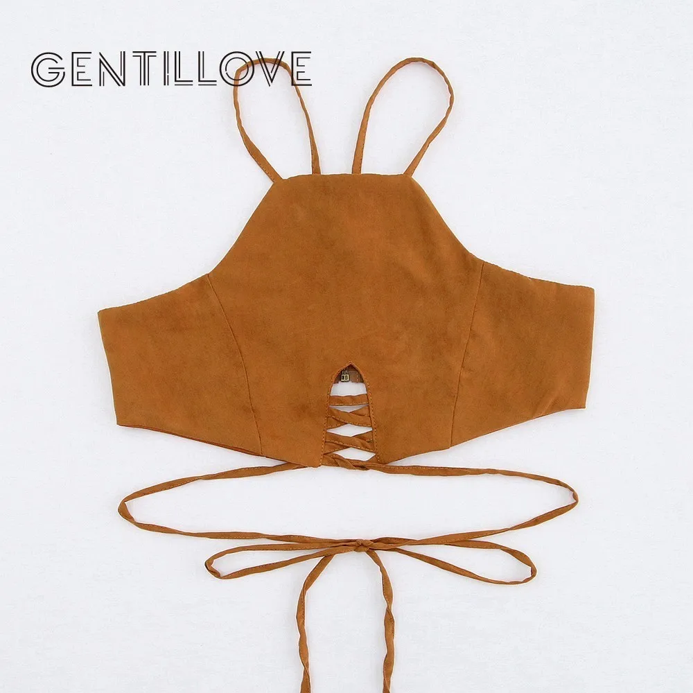 Кроп топ Gentillove женский из искусственной замши пикантный винтажный на шнуровке