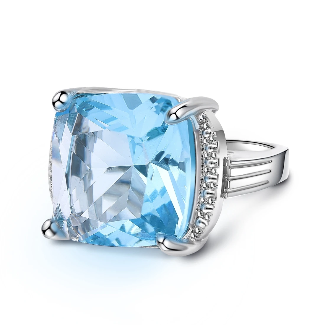 

Big Blue Zircon Stone Silver Rings for Women Fashion Wedding Engagement Jewelry for Women 2019